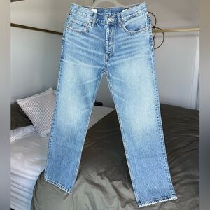 ZARA High Waisted Blue Jeans Button Fly Straight Leg Jeans Denim Size 4 NWOT